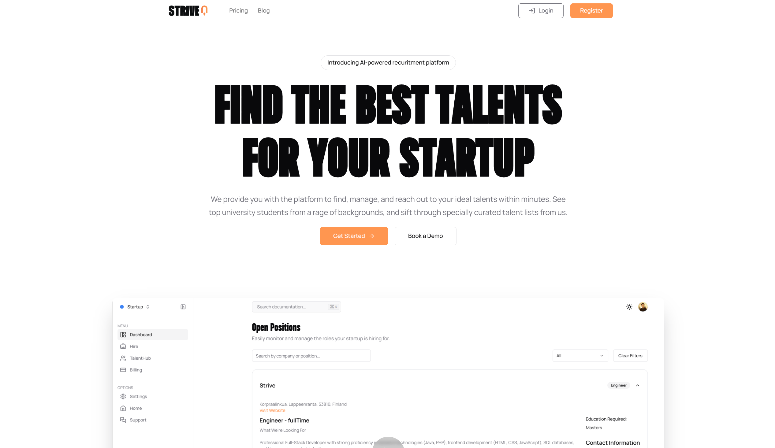 STRIVE Talent-Startup Matchmaking Platform