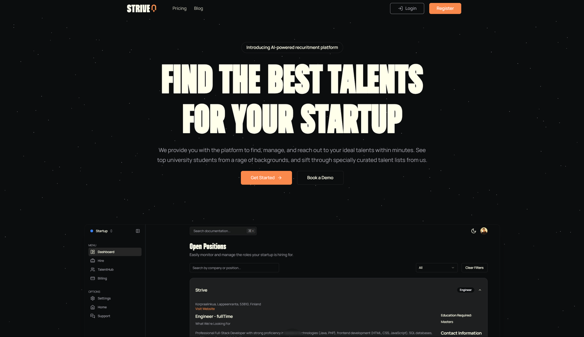 STRIVE Talent-Startup Matchmaking Platform