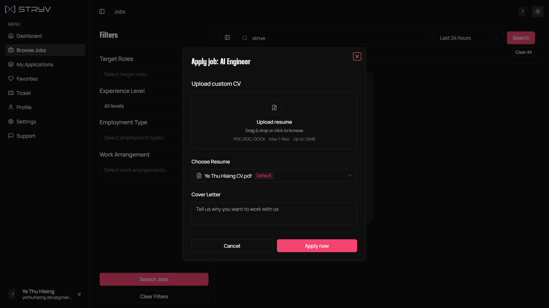 Job Apply Modal