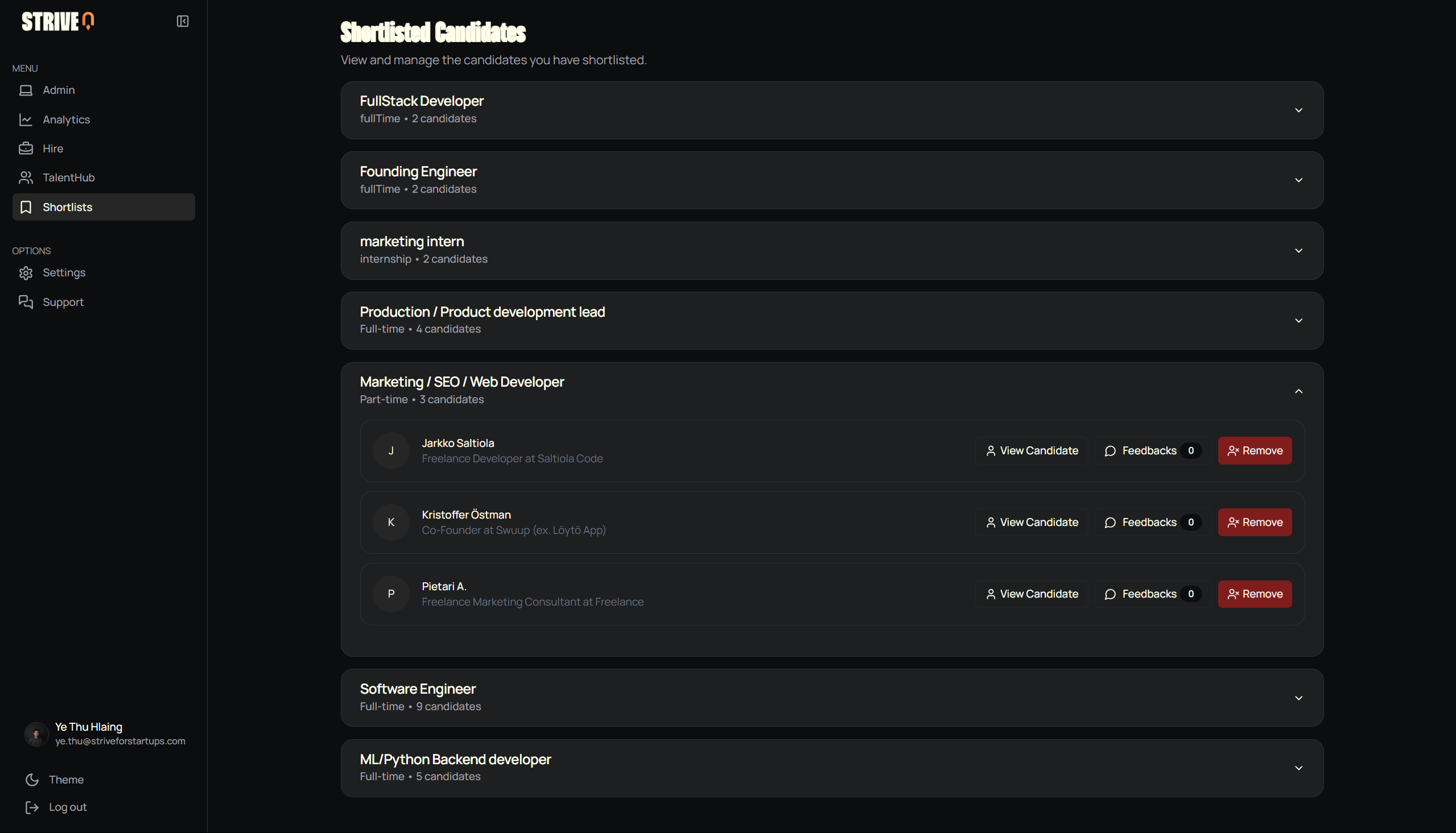Settings Panel